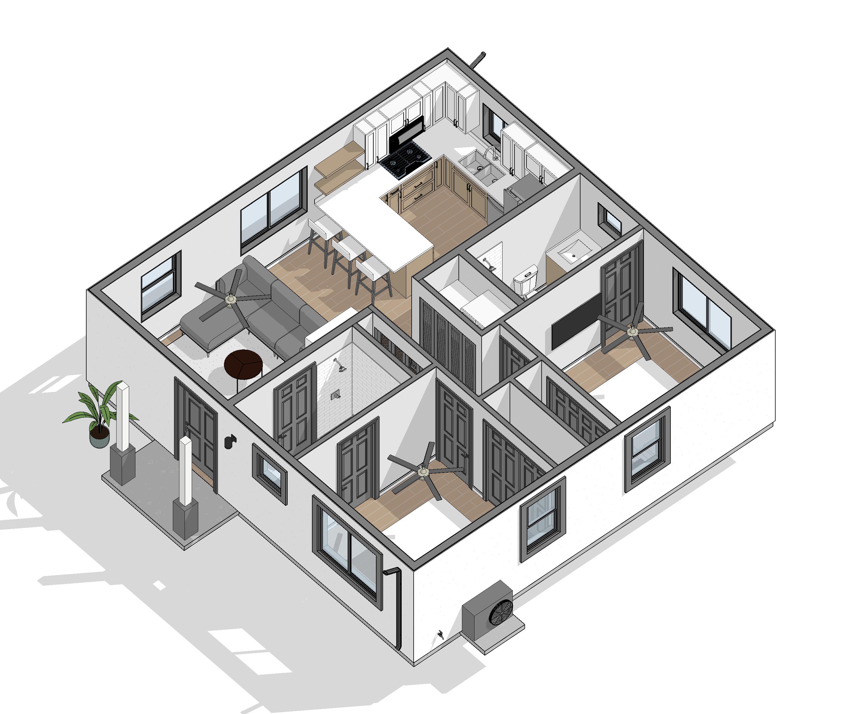 Luma 3D Model — 750 SF, 2 Bed, 2 Bath