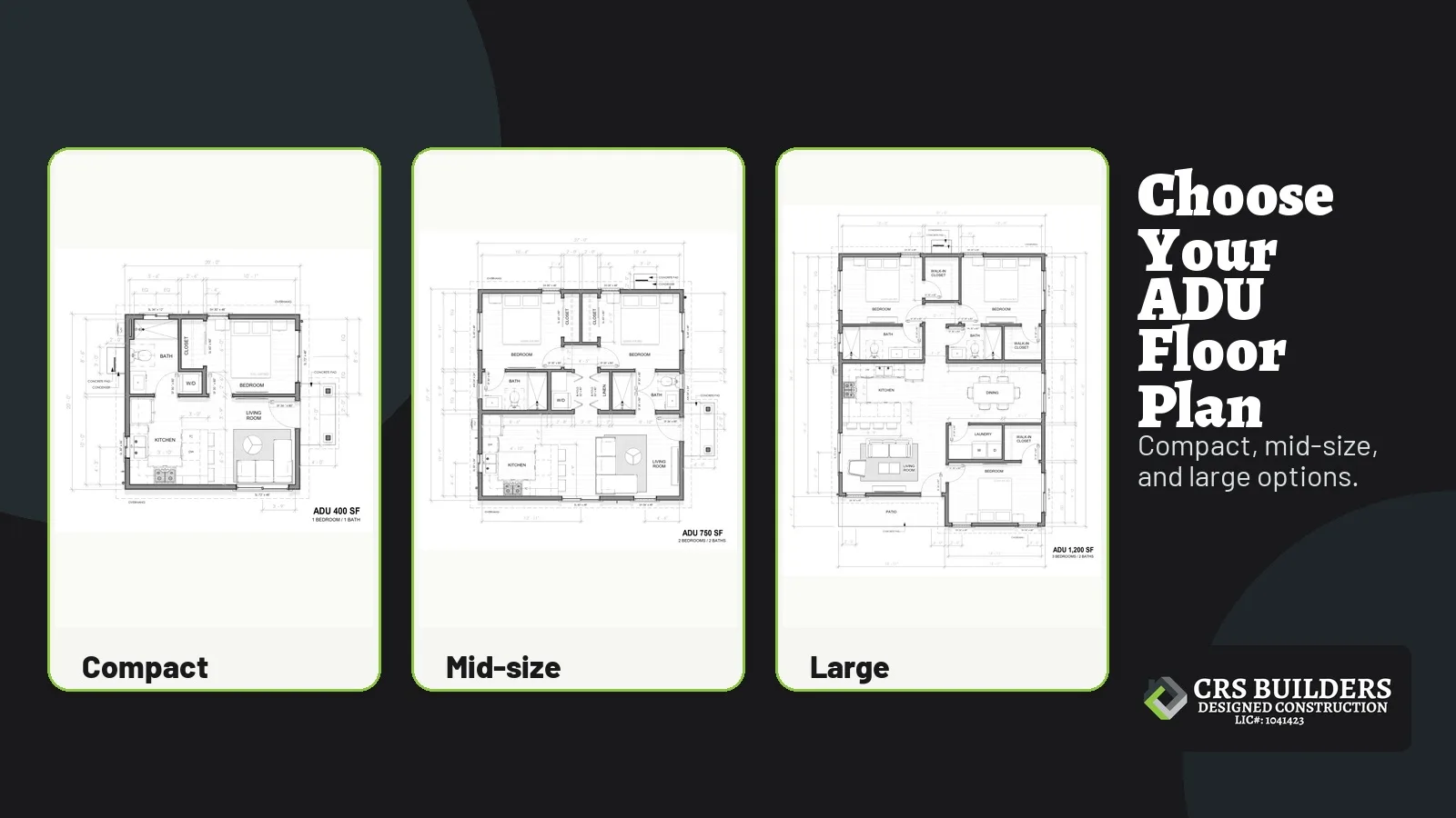 Choosing the Right ADU Floor Plan: 400 sq ft, 750 sq ft, or 1,200 sq ft?