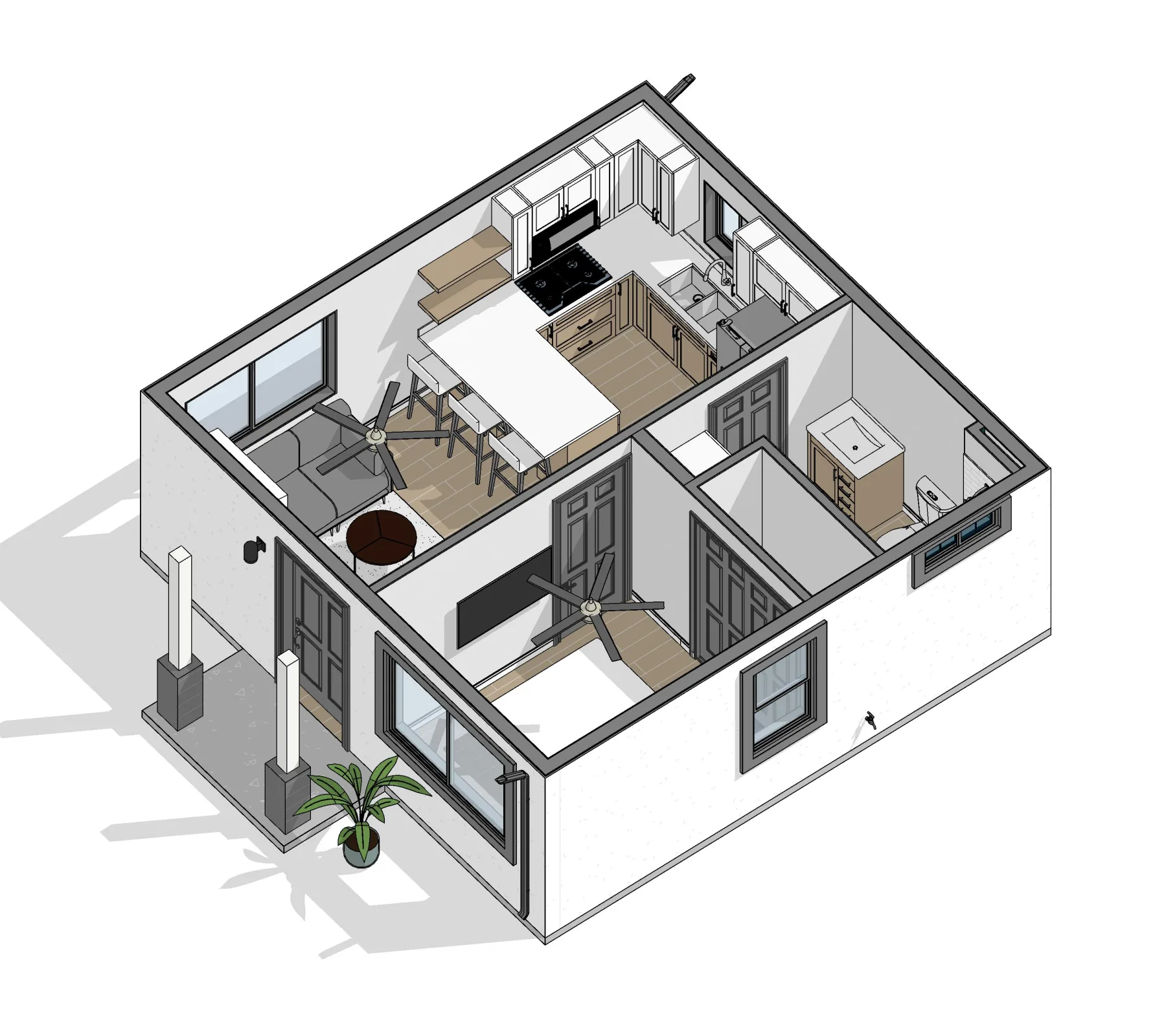 Solis 3D Model — 400 SF, 1 Bed, 1 Bath