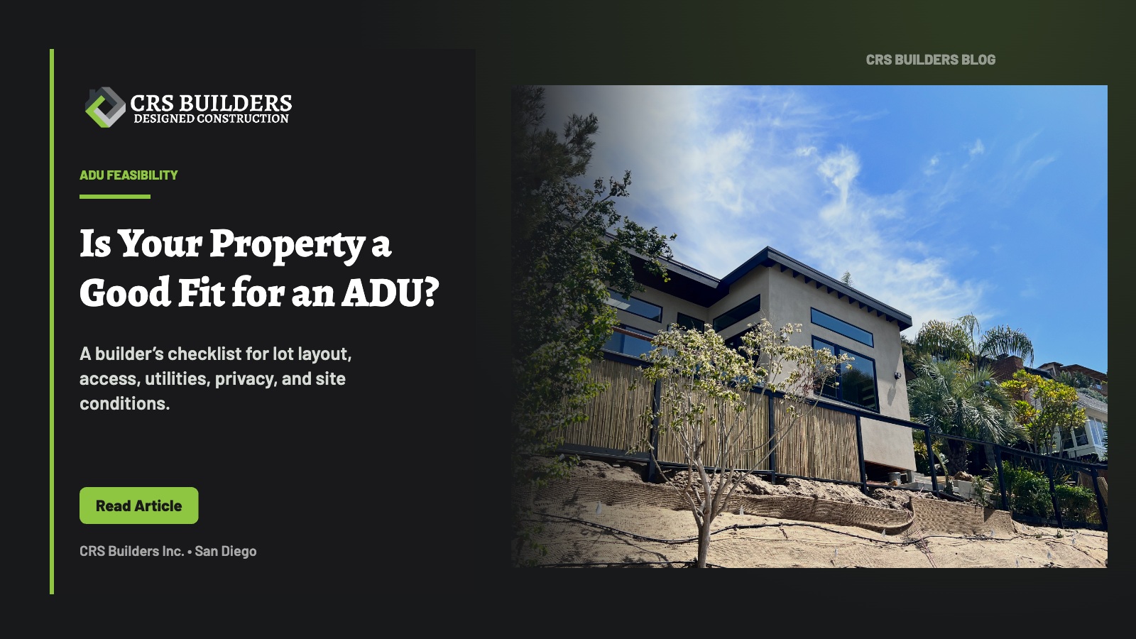 San Diego backyard property being evaluated for a detached ADU feasibility plan.