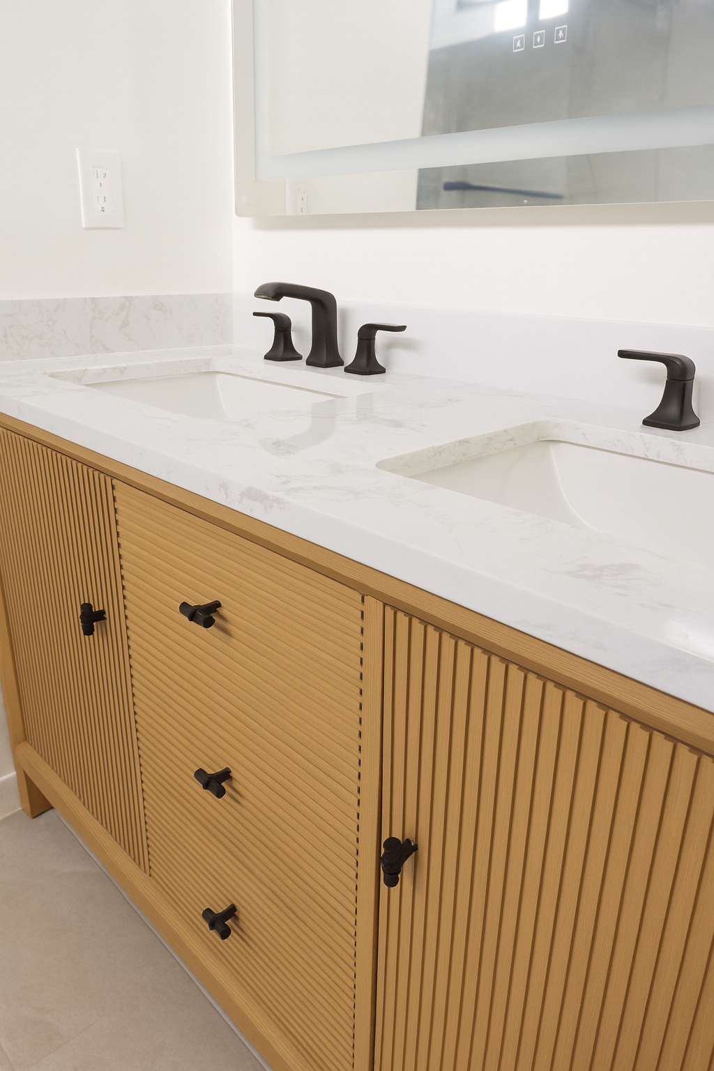Bathroom vanity in a master suite addition