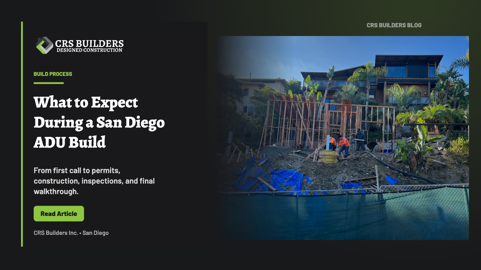 San Diego ADU build process showing plans, framing, construction, and finished living space.